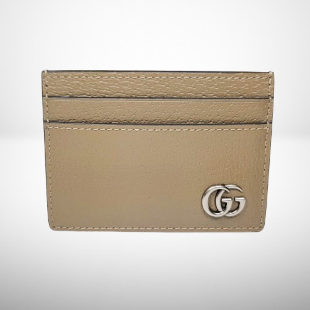 Gucci GG Marmont Leather Card Holder in Taupe Color - Picture 2 of 6